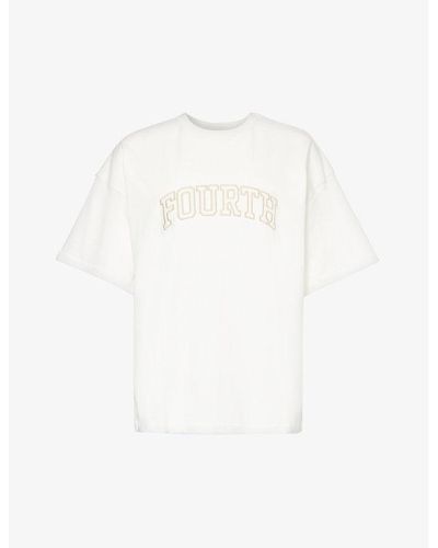 4th & Reckless Croi Logo Text-print Cotton-jersey T-shirt - White