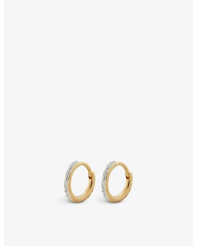 Monica Vinader Riva Mini 18ct Yellow -plated Vermeil Sterling Silver And 0.02ct Diamond huggie Earrings - Metallic