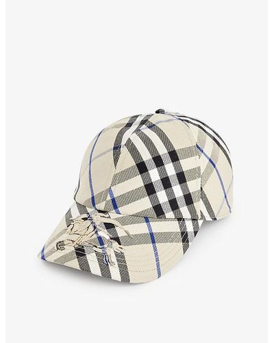 Burberry Checked Brand-embroidered Cotton-blend Cap - Multicolor