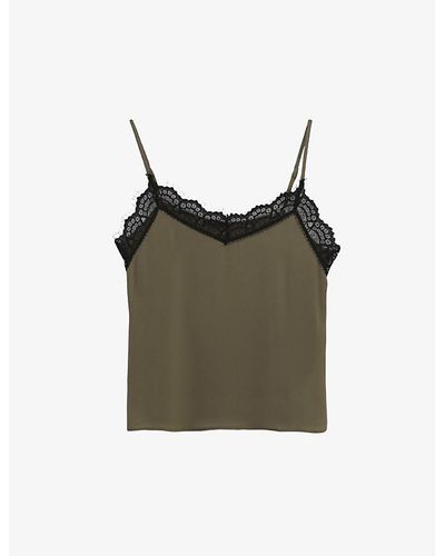 IKKS Lace-trim Satin Camisole Top - Green