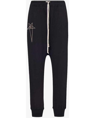 Rick Owens X Champion Brand-embroidered Cotton-jersey Trousers - Blue