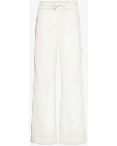 FRAME Drawstring-waist Wide-leg High-rise Cotton-blend Trousers - White