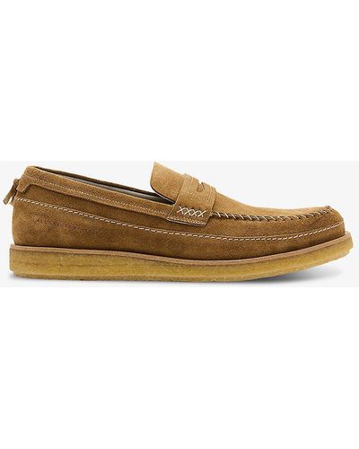 AllSaints Jago Slip-on Leather Loafers - Natural