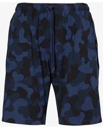 Derek Rose London Camouflage-print Stretch-woven Pyjama Shorts - Blue