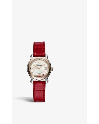 Chopard 278573-6026 Happy Sport 18ct Rose-gold, Ruby And 0.06ct Diamond Automatic Watch - Red
