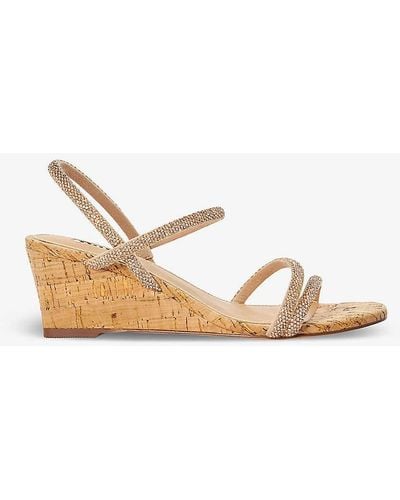 Dune Kalia Crystal-embellished Wedge Cork Sandals - Natural