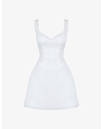 House Of Cb Tilly Pin-tuck Woven Mini Dress - White