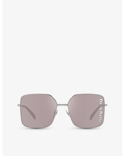 Miu Miu Mu 51ys Square-frame Metal Sunglasses - Metallic