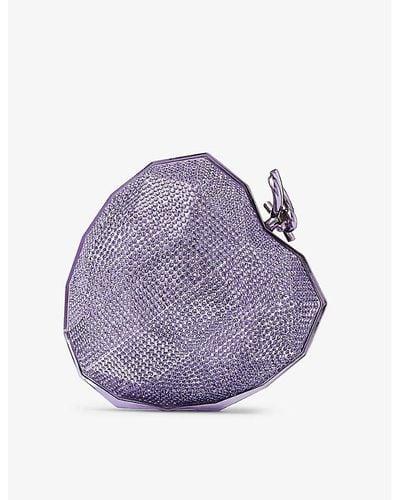 Jimmy Choo Faceted Heart-shaped Lucite Clutch Bag - Purple