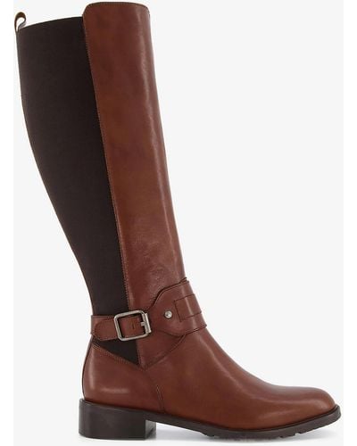 Dune Treasury Buckle-strap Knee-high Leather Riding Boots - Brown