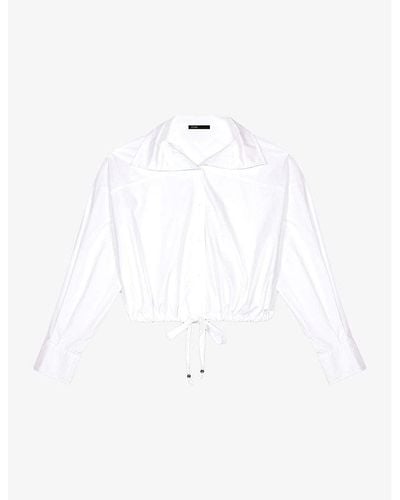 Maje Cassidy Drawstring-waist Cropped Cotton Shirt - White