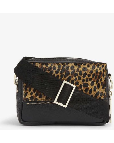 Whistles Bibi Leopard-printed Crossbody Bag - Black