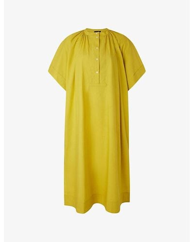 Soeur Athena Tie-waist Short-sleeve Cotton Midi Dress - Yellow
