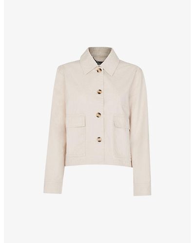 Whistles Marie Boxy-fit Button-up Cotton Jacket - White