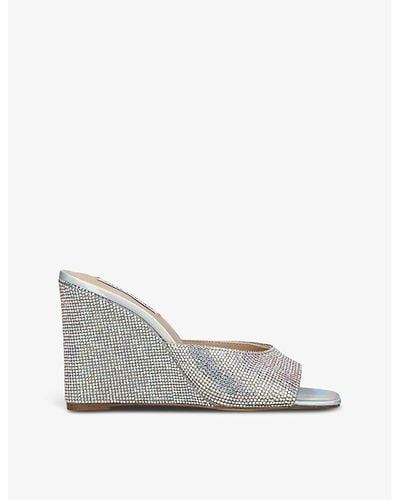 Steve Madden Evoke R Rhinestone-embellished Woven Wedges - Gray