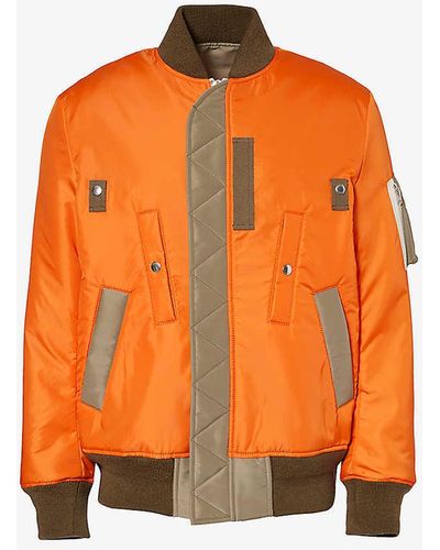 Sacai Contrast-pocket Dropped-shoulder Relaxed-fit Shell Jacket - Orange