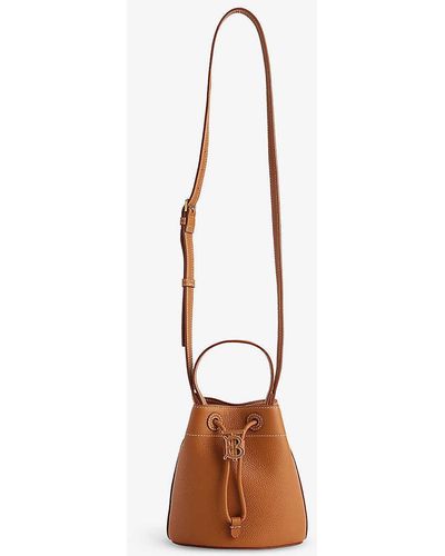 Burberry Tb Leather Bucket Bag - White