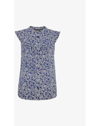 Whistles Twin Daisy Print Woven Blouse - Blue