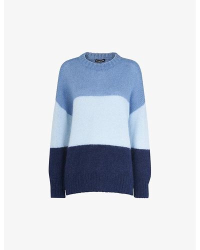 Whistles Colour-block Stripe-design Mohair Sweater - Blue