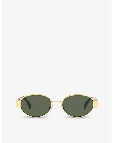 Celine Cl40235u Oval-frame Metal Sunglasses - Green
