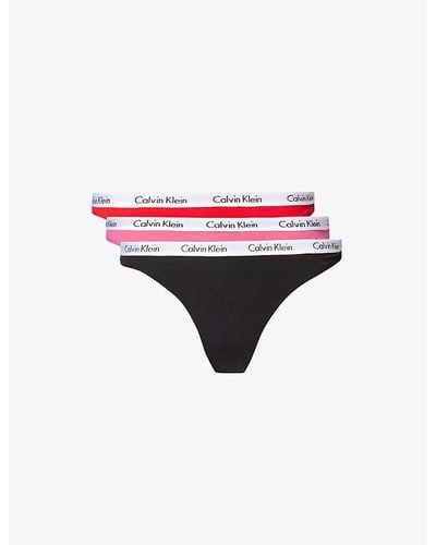 Calvin Klein Carousel Pack Of Three Stretch-cotton Jersey Thongs - Red
