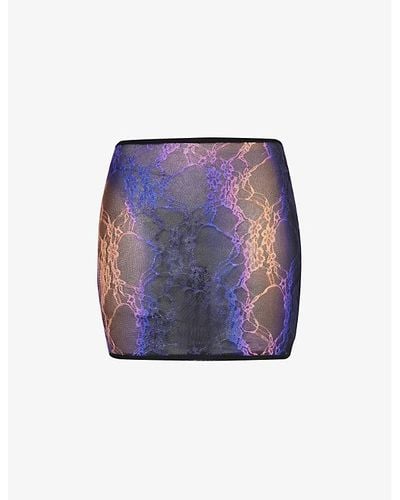 Sinead Gorey Gradient-pattern Slim-fit Lace Mini Skirt - Blue