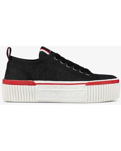 Christian Louboutin Super Pedro Brand-embellished Woven Low-top Trainers - Multicolour