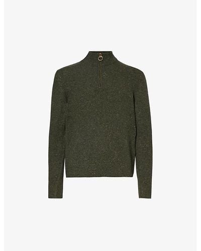 Barbour Tisbury Half-zip Relaxed-fit Wool-blend Sweater - Green