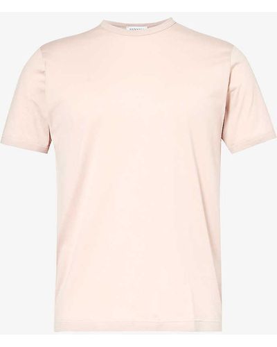 Sunspel Crew-neck Regular-fit Cotton-jersey T-shirt - Pink