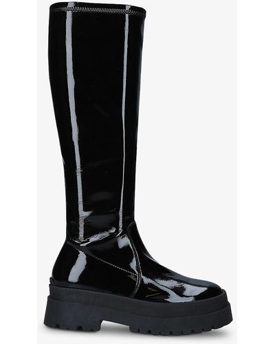 Kurt Geiger Britt Patent Faux-leather Knee-high Boots - Black