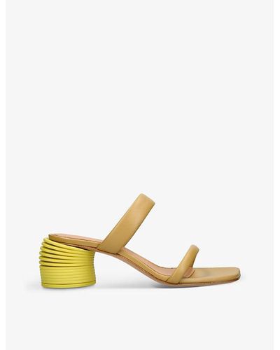 Off-White c/o Virgil Abloh Spring 45 Coiled Heel Leather Sandals - Yellow