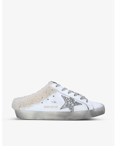 Golden Goose Superstar Sabot 10224 Leather And Shearling Sneakers - White