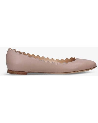 Chloé Lauren Scalloped-edge Leather Court Shoes - Pink