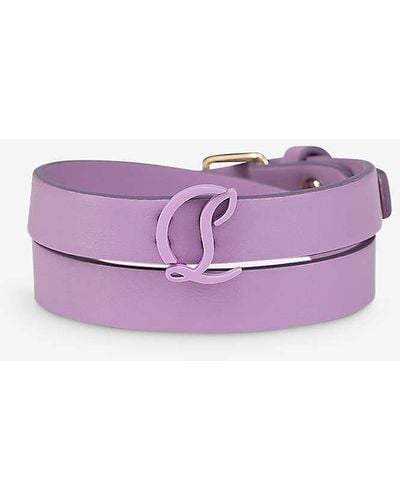 Christian Louboutin Cl Logo-embellished Leather Bracelet - Purple
