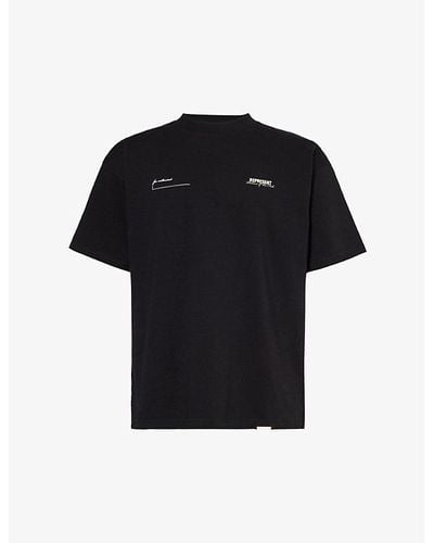 Represent Patron Of The Club Brand-print Cotton-jersey T-shirt - Black