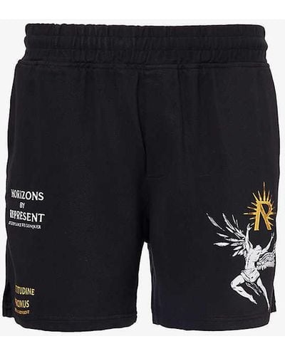 Represent Icarus Brand-print Woven Shorts Xx - Black