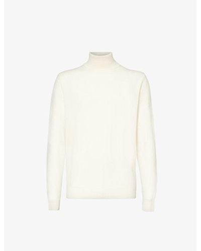 Corneliani Roll-neck Fine-knit Cashmere Sweater - White