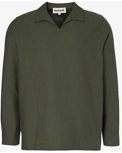 Marané El Abrazo Open-neck Organic-cotton Shirt X - Green