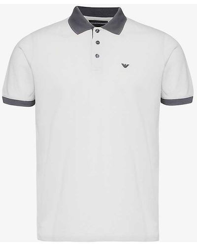 Emporio Armani Brand-embroidered Relaxed-fit Cotton-pique Polo Shirt - White