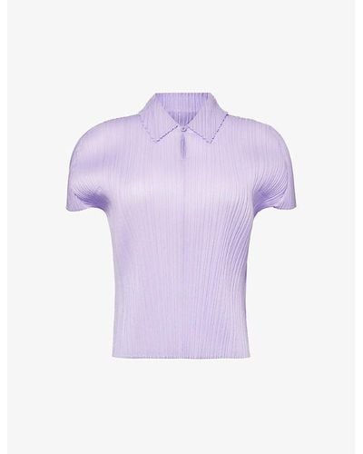 Pleats Please Issey Miyake April Pleated Knitted Top - Purple