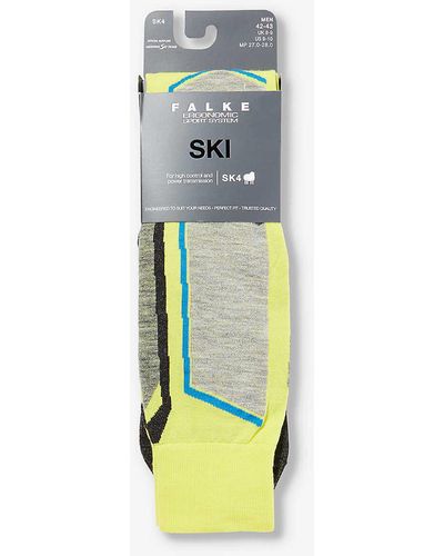 FALKE Sk4 Abstract-pattern Knee-high Wool-blend Knitted Socks - Blue