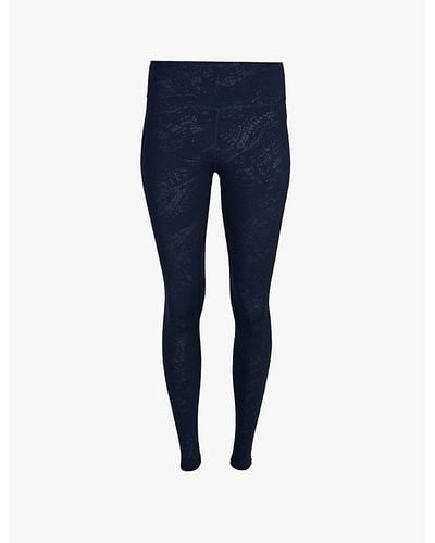 Sweaty Betty All Day Croc-embossed Stretch-woven leggings - Blue
