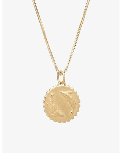 Rachel Jackson Zodiac Coin Pisces Short 22ct Gold-plated Sterling Silver Necklace - Metallic