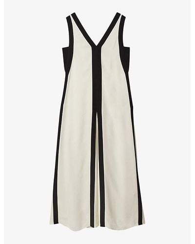 Reiss Rae Colour-block Relaxed-fit Woven Maxi Dress - Black