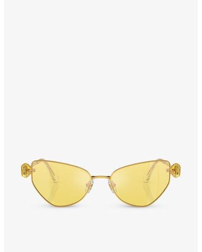 Swarovski Sk7003 Cat-eye Metal Sunglasses - Yellow