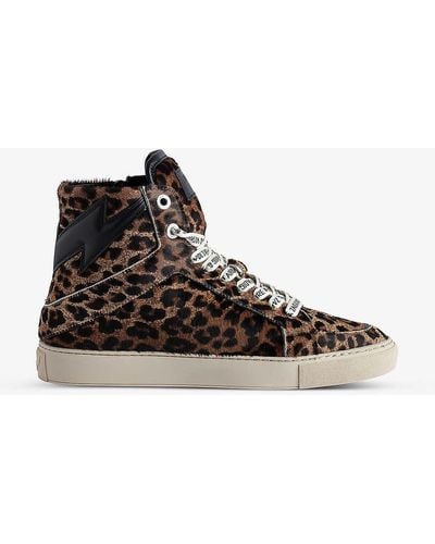 Zadig & Voltaire Flash Leopard-print Leather High-top Sneakers - Brown