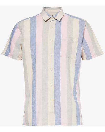 Barbour Striped Regular-fit Linen And Cotton-blend Shirt - White