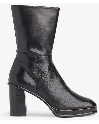 Whistles Clara Platform-heel Leather Boots - Grey