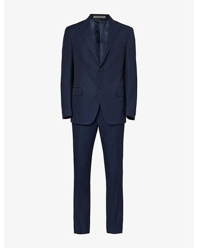 Corneliani Vy Single-breasted Regular-fit Cotton And Linen-blend Suit - Blue