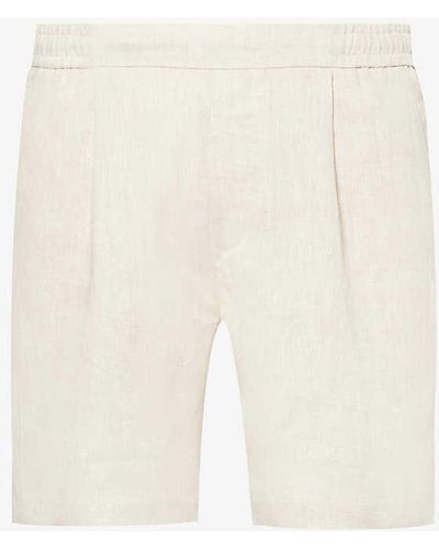 CHE Pleated Slip-pocket Linen Shorts - White